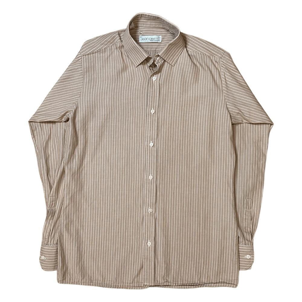 Jean Pierre Vintage Made in England Classic Striped Button Up Beige L